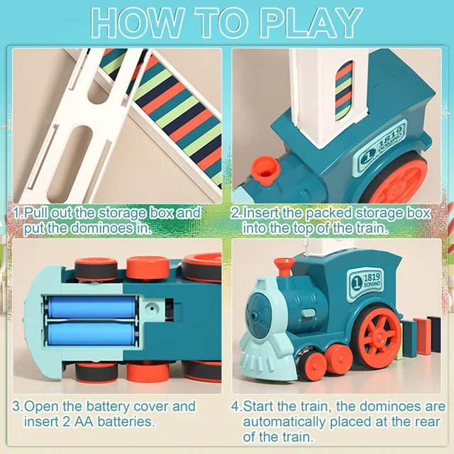 Kids Domino Train Car Set Sound Light Automatic Laying Domino Brick Colorful Dominoes Blocks Game Educational DIY Toy Gift 4