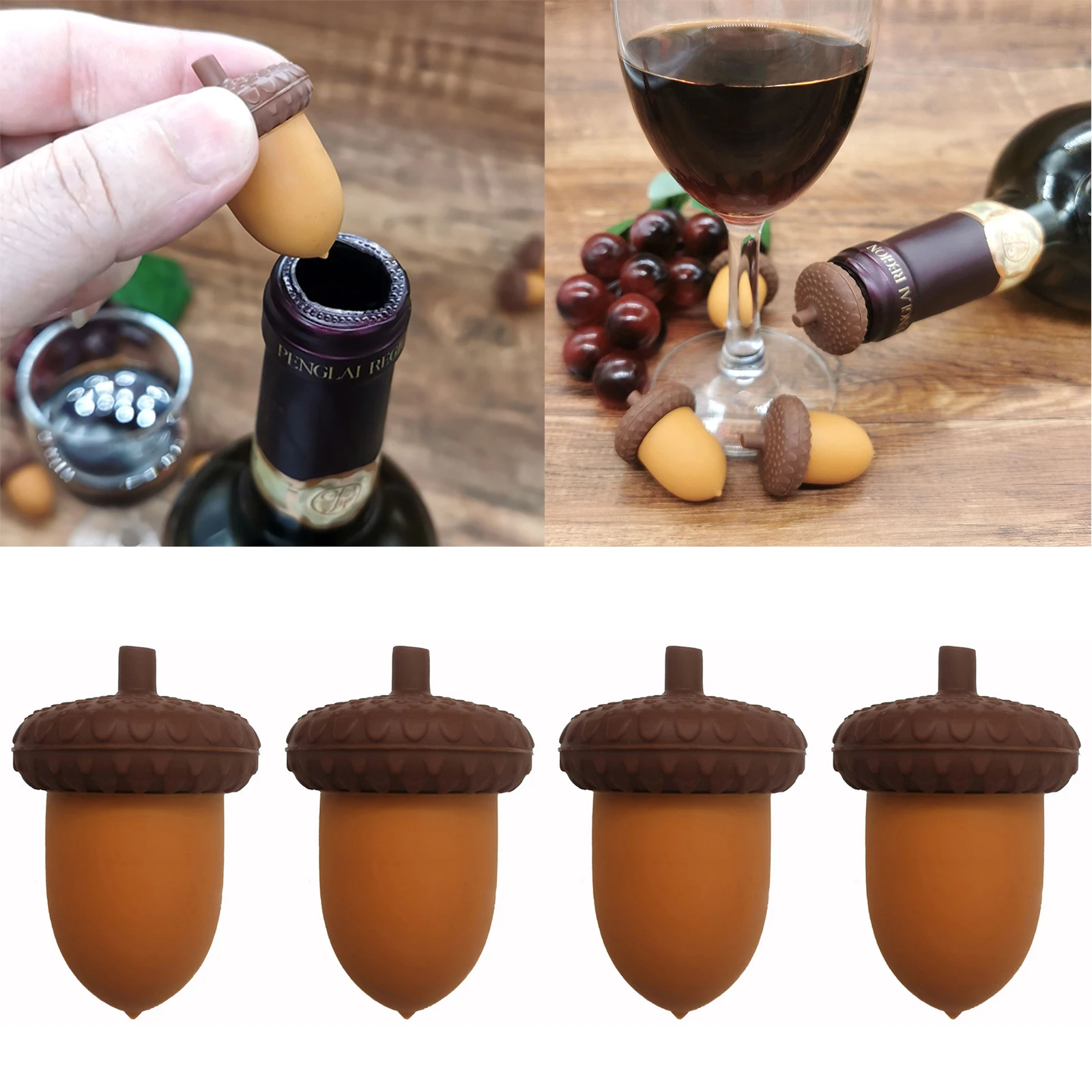 

Creative Acorn Shape Bar Wine Bottle Stopper Champagne Stopper Anti-leak Food Grade Silicone Bottle Cap Wine Bottle Accessories