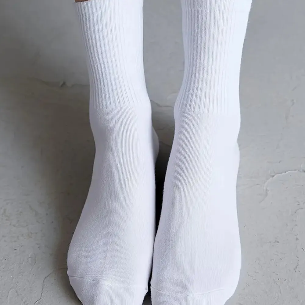 Mid Length Socks Women Classic Black White Solid Color Fashionable Casual Sports Absorbing Breathable 7/10/20 Pairs womens socks