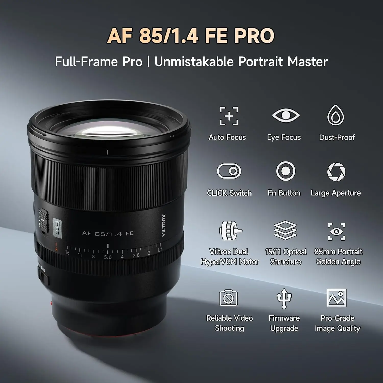 VILTROX AF 85mm F1.4 Pro FE 렌즈 자동 초점 대구경 풀프레임 미러리스 카메라 렌즈 ( E 마운트 A7 A7R A7RII ZVE1 호환)