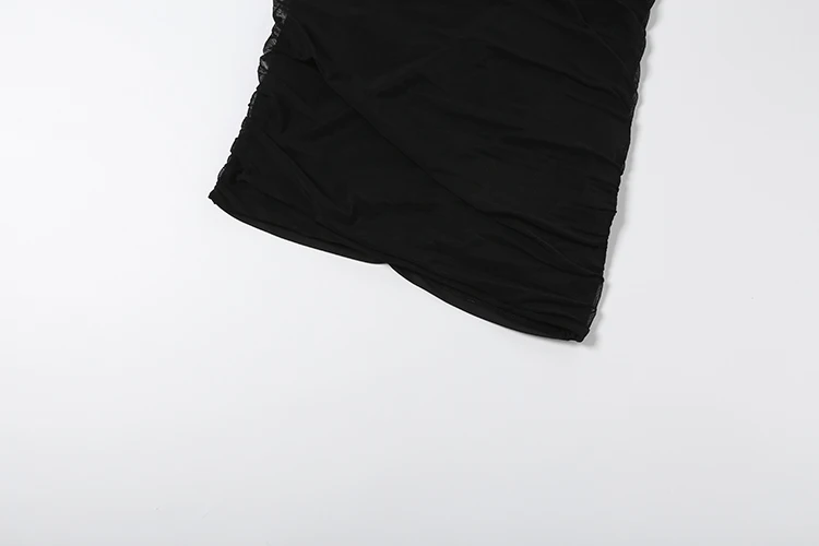 Sisterlinda Modisches Minikleid für Damen, sexy O-Ausschnitt, Netzband-Dekoration, ärmellos, schmal geschnitten, pfirsichfarben, für Abschlussball, Party, elegant, figurbetont – Detail 9