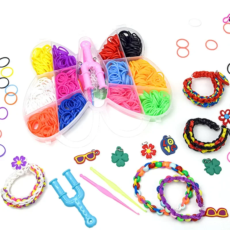 Ensemble d'élastiques à métier à tisser colorés, 600 pièces, 12 couleurs, bricolage, bandes à tisser, Kit de fabrication de bracelets, cadeau pour filles et enfants, artisanat d'art