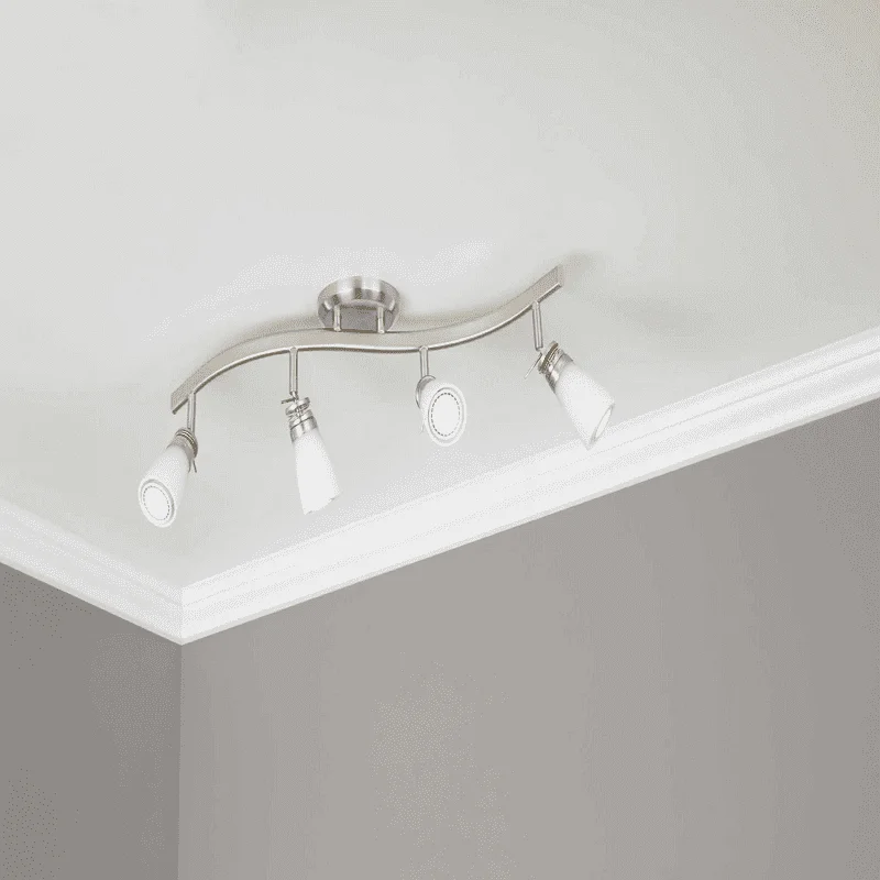 

4 Light Satin Nickel Step Head Fixed Track Lighting Set