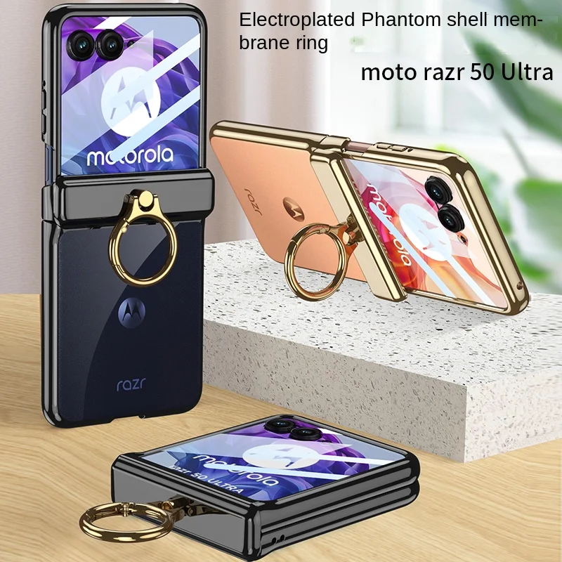 Enhanced Electroplated Magnetic Ring Holder Phone Case with Hinge Protection