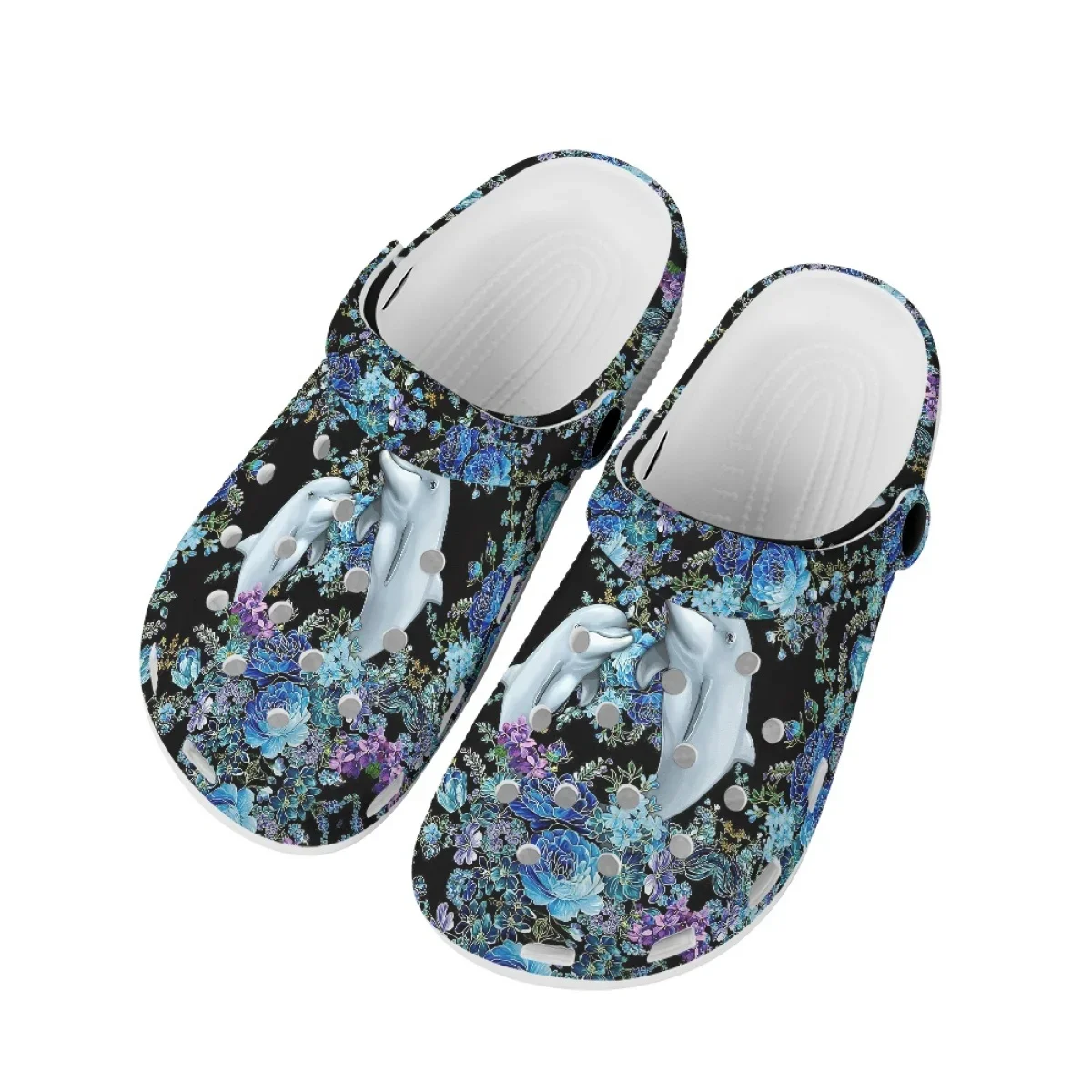 Designer Rose Dolphin Casual Sandals Women Lightweight Non-slip Bathroom Shower Slippers Comfortable Heel Strap Slides