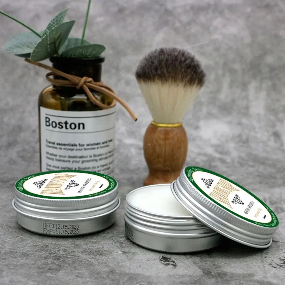 Shaving Soap Bar Shaving Brush Set 2pcs Mint Scented Men's Shaving Soap Badger Hair Beard Brush Gentle Natural Handmade Skin Care
