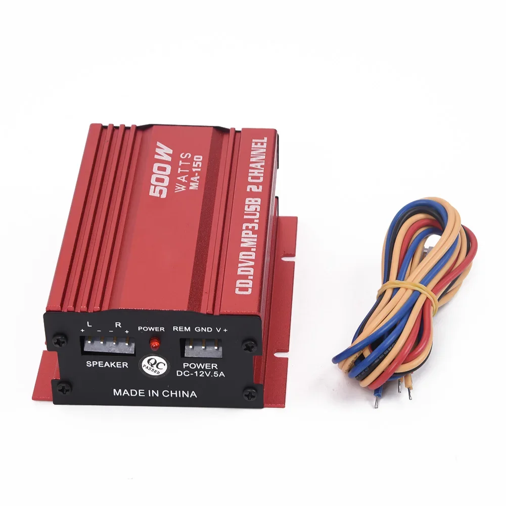 

1pc Auto Red Audio Amplifier 12V 500W 2 Channels Mini Hi-Fi Stereo Audio Amplifier Amp Subwoofer Aluminum Alloy Car Electronics