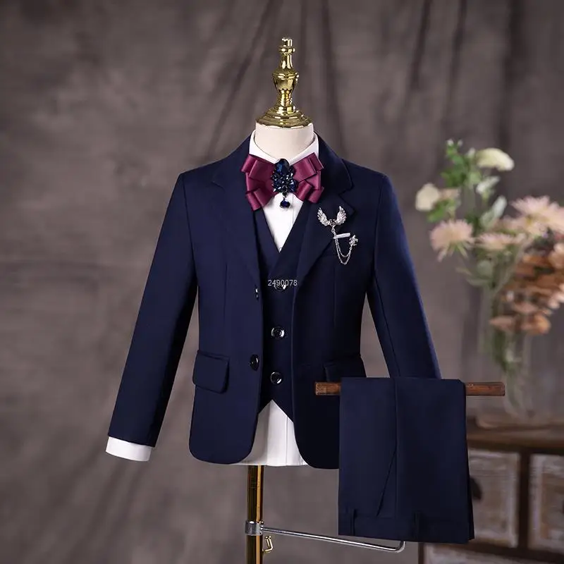 Boys Dark Blue Birthday Suit Wedding Elegant Suit