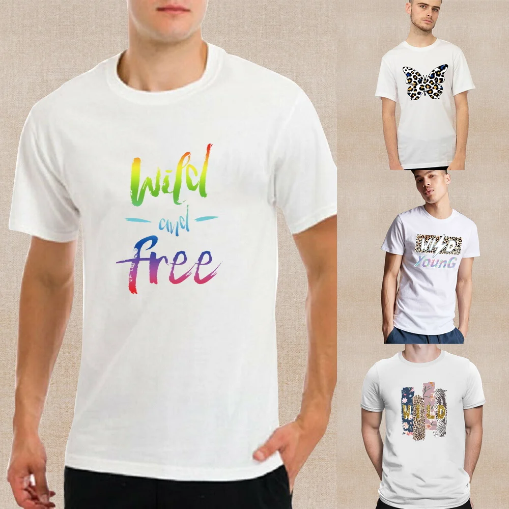 

2024 Harajuku Fashion Casual Wild Printed T-shirt New Street Short Sleeve Men Commuter T-shirt Top Harajuku O-neck Cozy Pullover