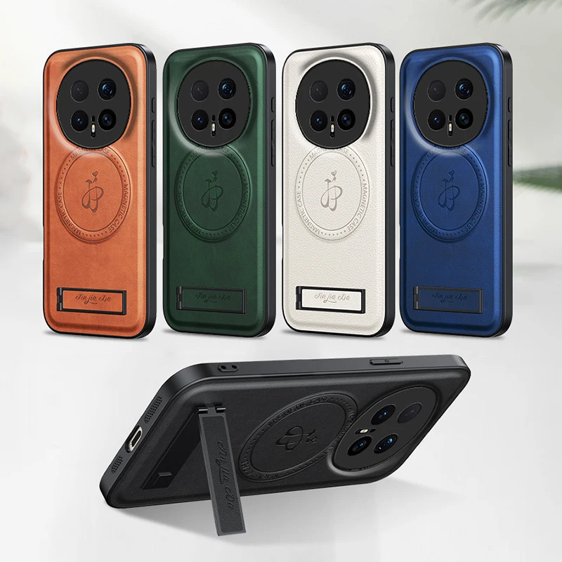 Leather Stand Case with Magnetic Closure and Full Camera Protection
