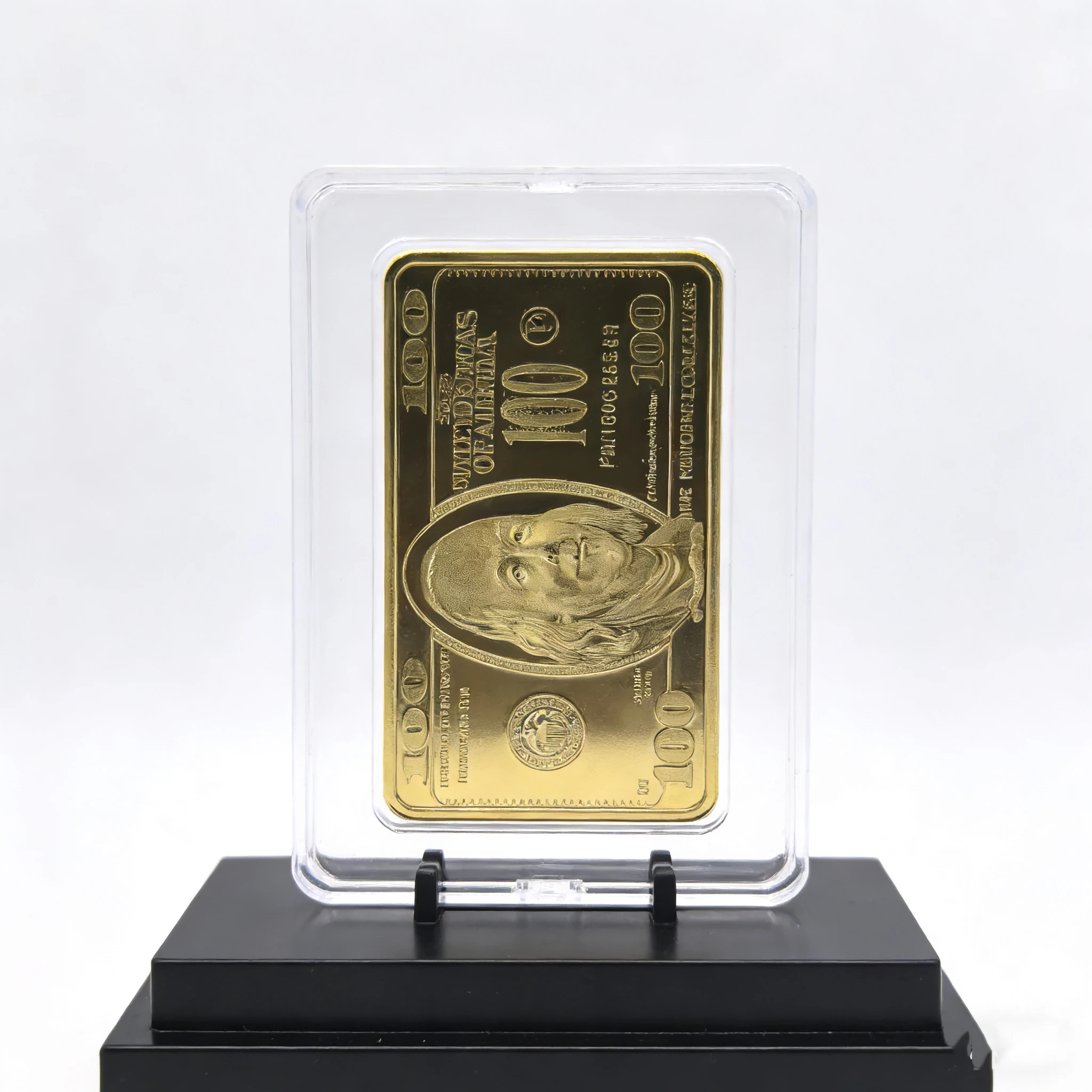 Gold Plated US Dollar Bill Commemorative Bar 1oz Collectible Souvenir 5&times;3cm Art Craft Gift for Coin Enthusiasts