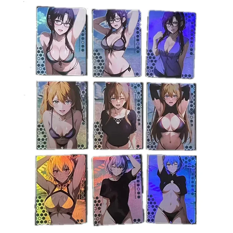 

9pcs/set Anime Neon Genesis Evangelion Rei Ayanami Asuka Heroine ACG Sexy Nude Card Hobby Toy Classic Game Gift Collection Card