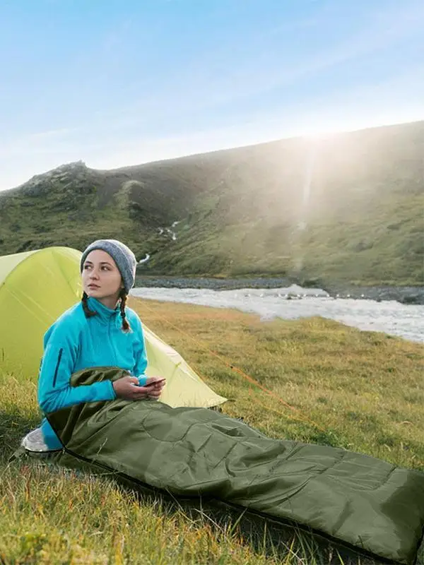 Saco de dormir de algodón ultraligero para adultos, saco de dormir para acampar al aire libre, 3 estaciones