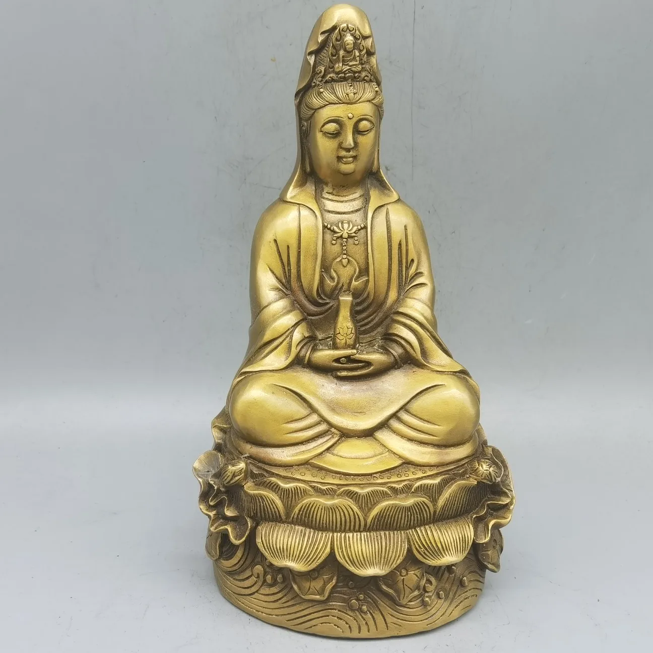 

MOEHOMES Chinese copper handicrafts fengshui mercy Goddess guan-yin buddha statue vintage family decoration metal handicraft