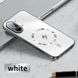 Magnetic Matte Frosted Protective Case with Camera Lens Film and Wireless Charging Compatibility for Poco X8 Pro (White)