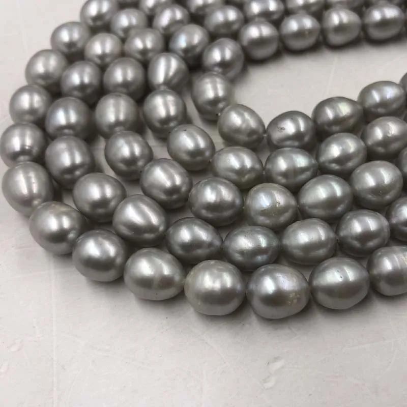 ELEISPL Wholesale 5 Strands Gray Freshwater Cultured Pearls 8-9mm Loose Rice Shape Beads Full Hole  #22000458