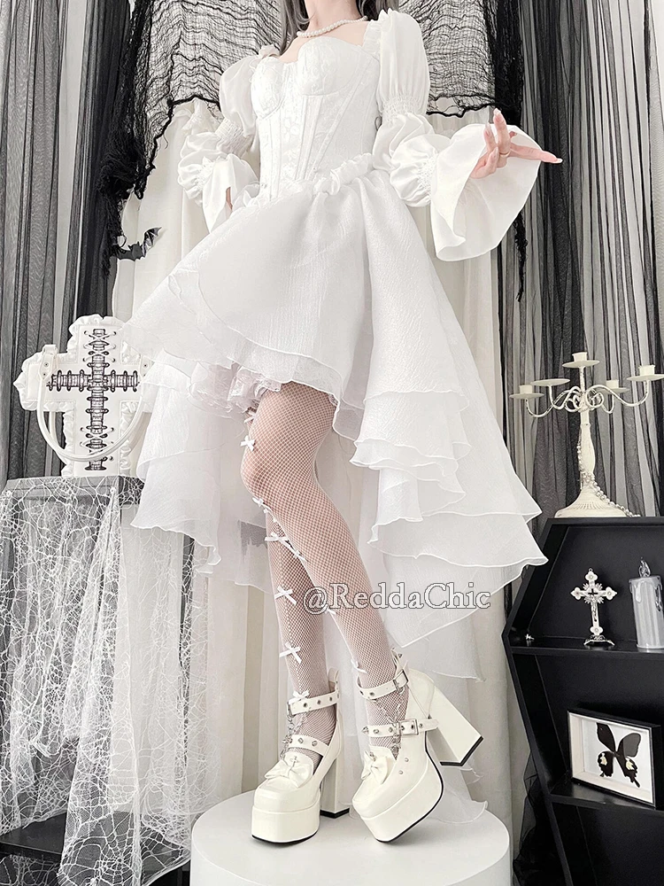 REDDACHiC الأميرة زائدة حزب ثوب المرأة الأبيض الأز...