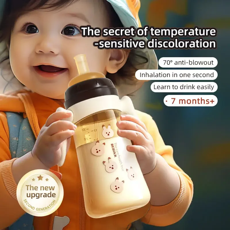 Baby Bottles Silicone Nipple Water Bottle Training Protect Teeth Feeding Bottle Drop Resistant One For Three Uses 300ml