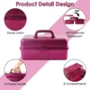 JHD Glitter Pink & Craft Tool Storage Box,3-Layer Stackable Carry Tackle Box Sewing Box Organizer for Art 1