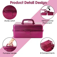 JHD Glitter Pink & Craft Tool Storage Box,3-Layer Stackable Carry Tackle Box Sewing Box Organizer for Art 1