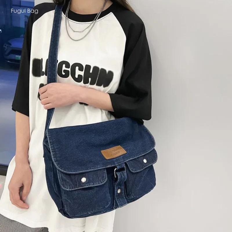 Women's Crossbody Bag Single Shoulder Bag Artistic New Style Casual and Versatile Fashionable and Multi Pocket Denim
