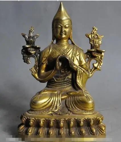 

6" old chinese buddhism fane pray Tsongkhapa Tsongkapa buddha statue