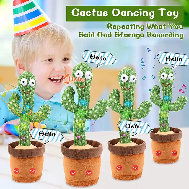 Lovely Dancing Cactus Talking Sing Sound Record Repeat Kawaii Cactus Toys For Children Christmas Gifts Home Office Decoration 2