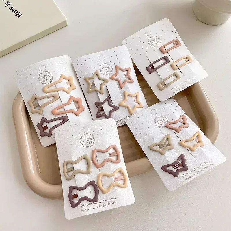 Hair Clips 4pc/set Baby Girl Korean Style Milk Tea Color Barrettes