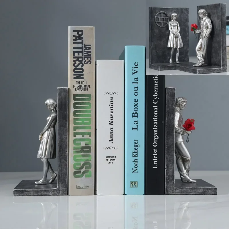 

Decorative Figurines Bookends Book Holder Banksy Sculpture Home Decoration Bookshelf Decor Living Room Library Office Display