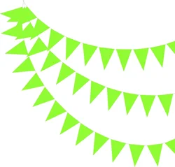 Vibrant Purple Triangle Bunting - Waterproof Pennant Flags Garland, 33ft/10m Durable Party Decoration - 1 PC (Fluorescent green)