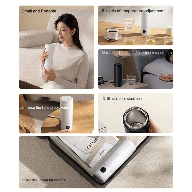 Original Xiaomi Mijia Portable Electric Kettle 2 Thermos Cup Fast Water Boiler 350ml Smart Temperature Insulated Kettle Travel 2