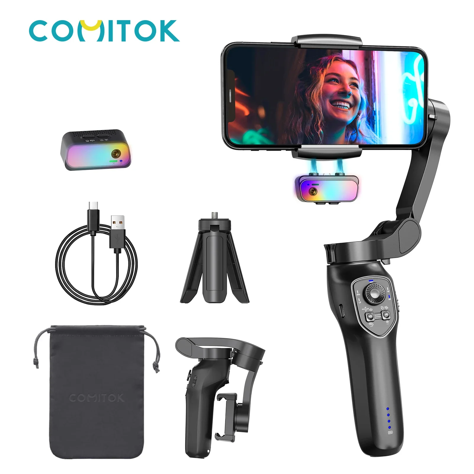 L7C Pro 3-Axis AI Gimbal with Face Tracking RGB Magnetic