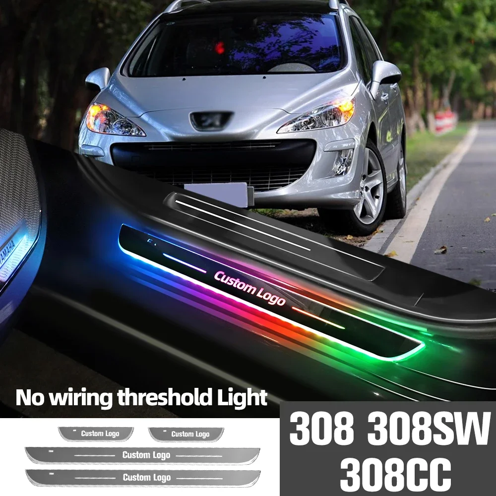 

For Peugeot 308 SW CC 2007-2020 2013 2014 2018Car Door Sill Light Customized Logo LED Welcome Threshold Pedal Lamp Accessories