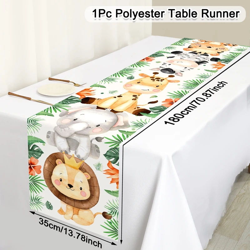 Dschungeltiere Tischläufer Wild One Wald-Safari Geburtstagsparty Dekorationen Gastgeschenke Tischdecken 1. Geburtstag Party-Zubehör – Detail 10