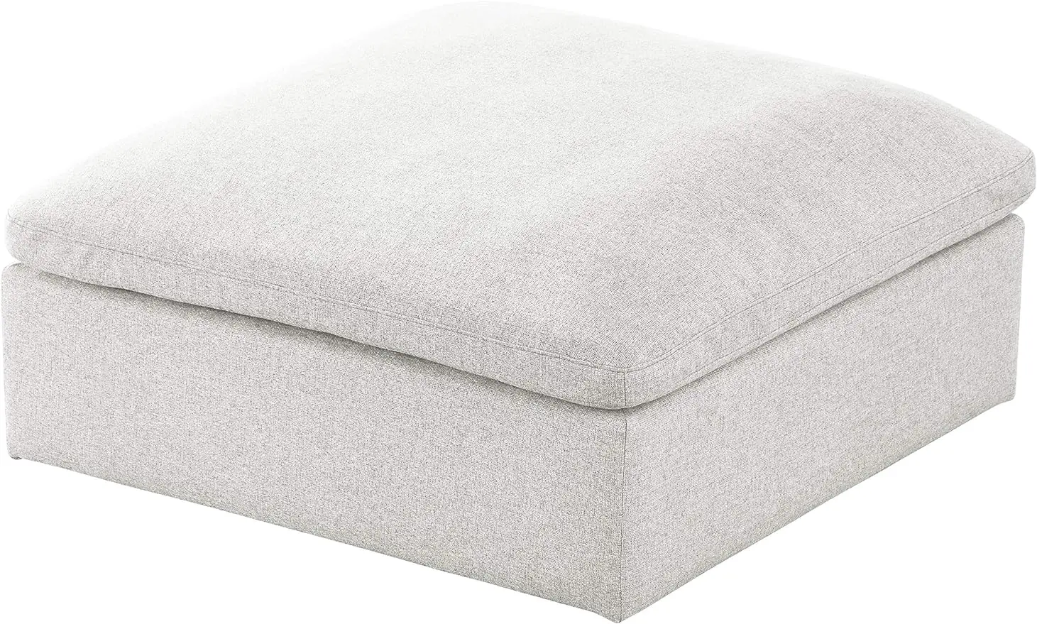 

Modern Contemporary Deluxe Comfort Ottoman, Soft Durable Linen Textured Fabric Upholstery, Down Cushions, Cream