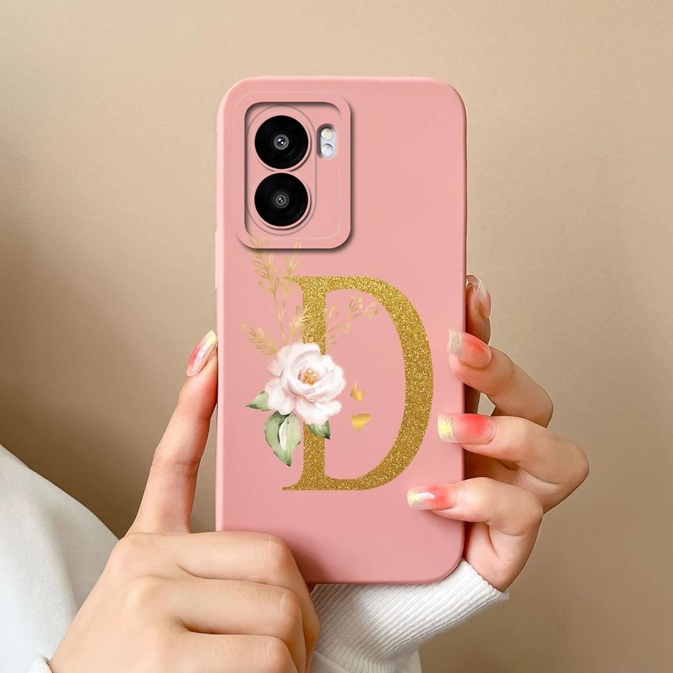 Pretty Flower Letters Liquid Silicone High-Quality Phone Cover