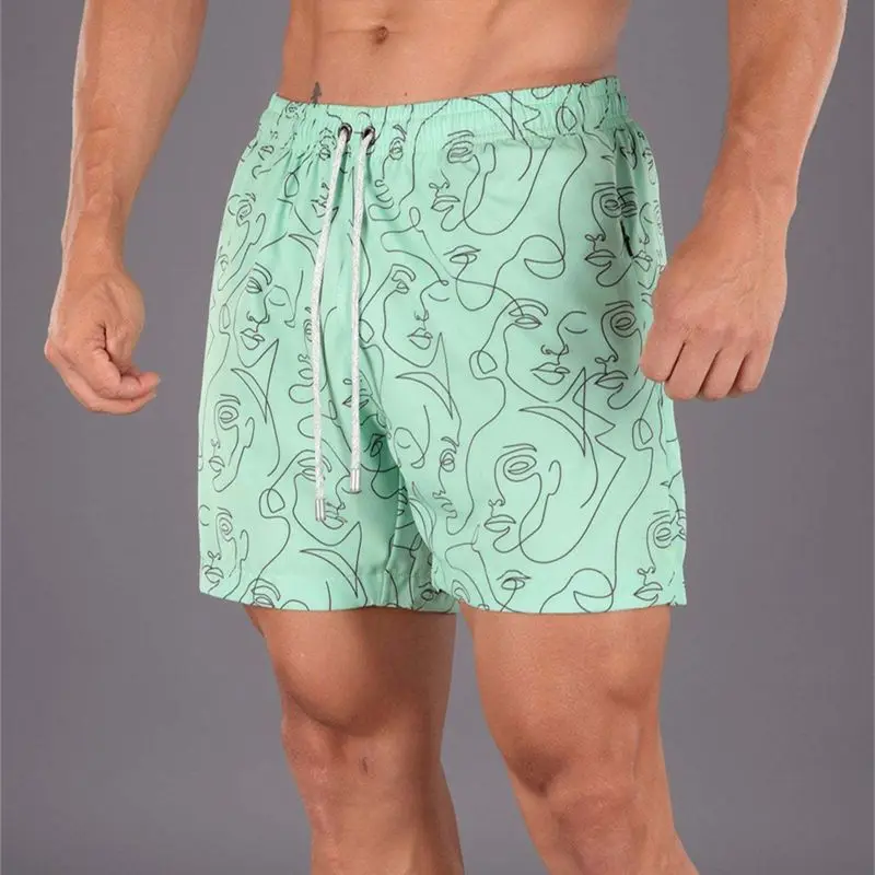 Summer casual men's shorts, beach swimming pants, thin quick drying fashion capris, running and exercise pants