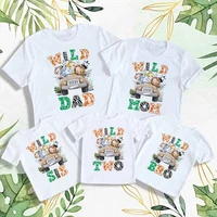 Wild One Animal Printed Family Matching Shirt Jungle Party Dad Mom Sis Bro Kids Look Outfit T-shirt Birthday Family Clothes Tops 1