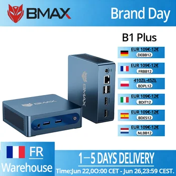 BMaxMini B1 Plus New Mini PC | Intel J3355, 6 GB RAM, 128 GB, Windows 11, Dual-Band Wi‑Fi, Bluetooth 5.0, Expandable M.2 Storage, Compact, 223g