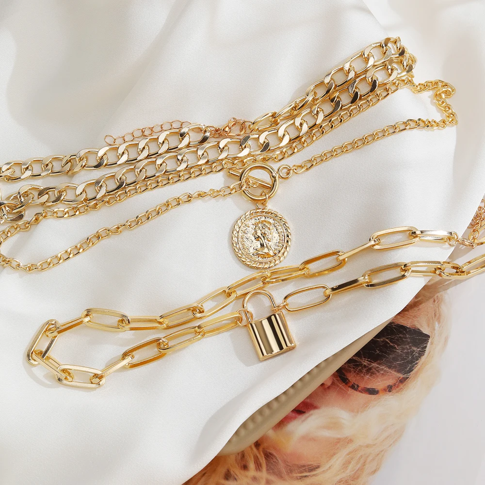 Gold Lock and Key Fob Necklace, Gold LV Lock and Key Vintage Round Ball Cable Chain Add on Lock/Key