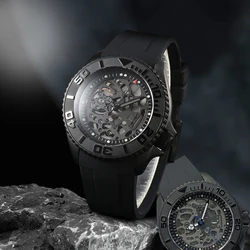 42mm New Hollow-out Skeleton SKX007 sapphire Men's wristwatches Luxury Automatic Mechanical Watch NH70/72 Movement Rubber strap