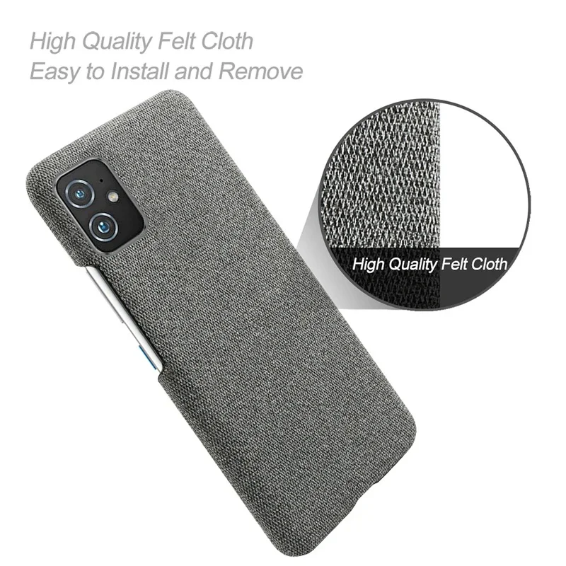 Housse En Feutre De Protection Pour Asus Zenfone 8 - Gris Foncé Avec Bordure Bleue, Fermeture Aimantée