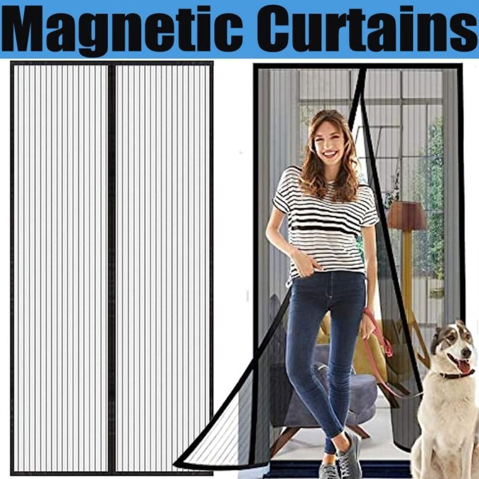 Black Mesh 6 Pairs of Magnetic Stripe +7 Pairs of Magnetic Buckle Non-penetration Magnetic Stripe Type Mosquito Curtain