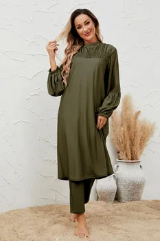 Sport Hijab Musulmane Full Cover Diving Surfing Conservative Swimwear Three-Piece Set Swimsuit Muslim Burkini Bathing Swim Suit