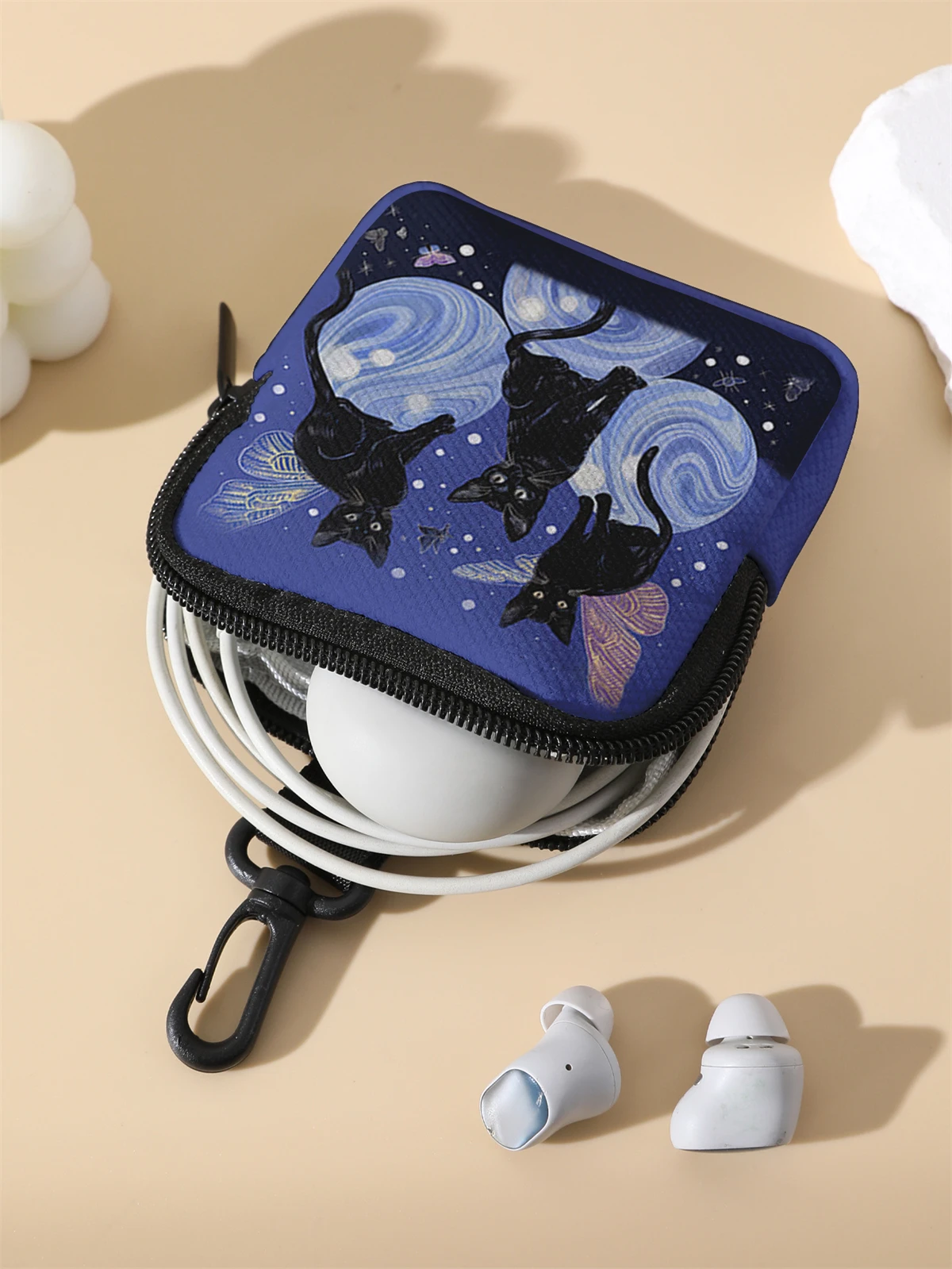 1pc，Cat pattern large capacity coin wallet, digital printed coin wallet, storage bag, and ideal choice for gifts