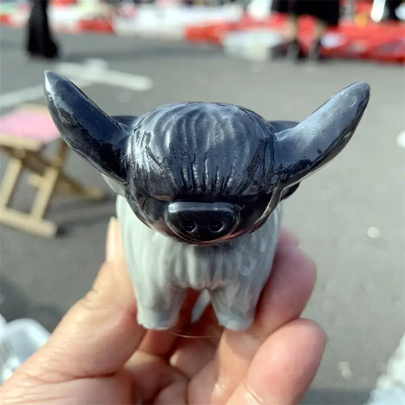 Natural Taichi Stone Scottish Highland Cow Crystal Energy Ornament Quartz Animal Children Gift Or Used For Home Decoration 6