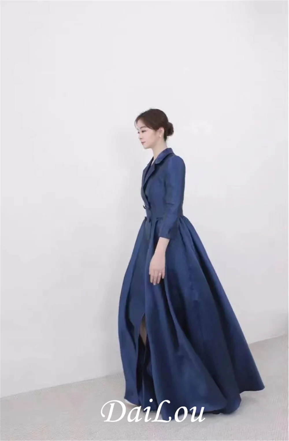 

Элегантное однотонное платье в пол, женское вечернее платье на пуговицах с длинным рукавом, повседневные женские платья, весеннее платье для женщин