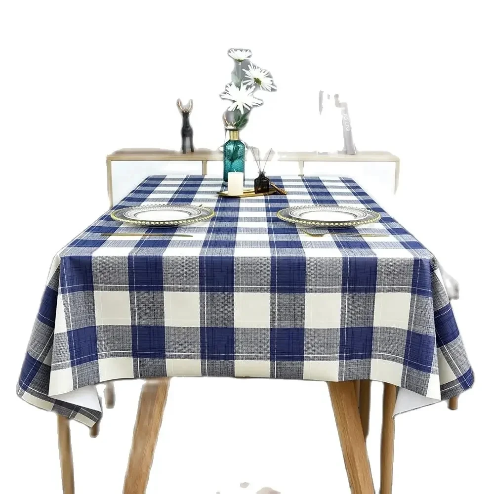 

Simple style rectangular tablecloth, 2024 new indoor and outdoor kitchen waterproof tablecloth decoration grid printing pole