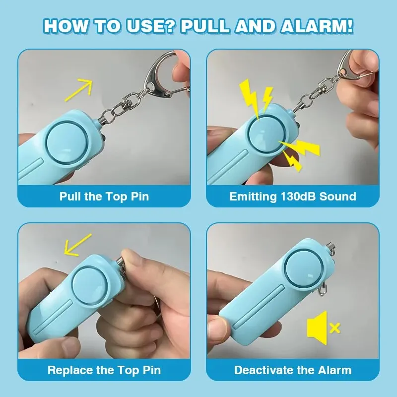 Portable Personal Safety Alarm - 130dB Loud Keychain for Emergency Self-Defense