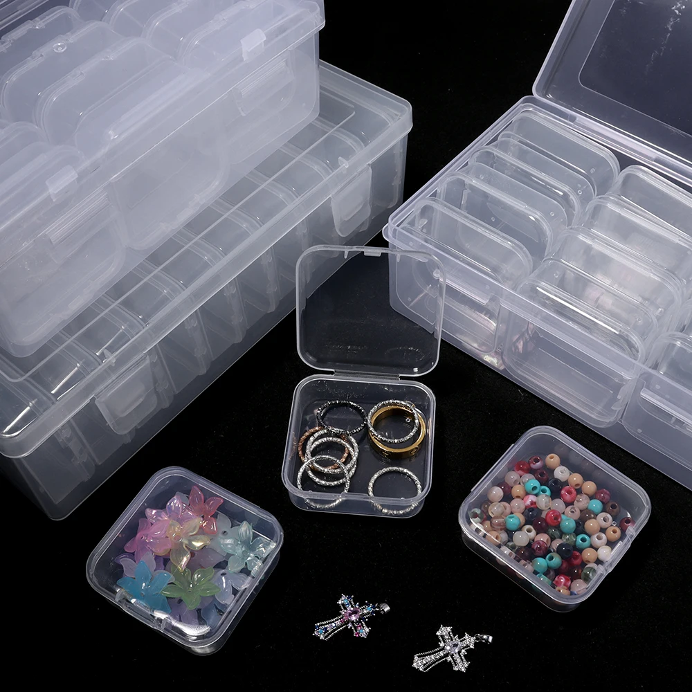 1PC Transparent Plastic Dust-proof Storage Box Multifunctional Storage Box For Small Jewelry Nail Art Perler Beads Organization